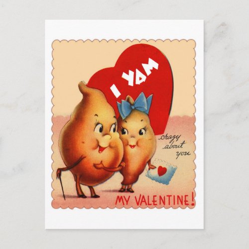 Vintage Valentine I Yam Crazy About You Postcard