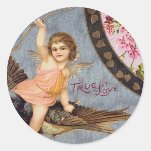 Vintage Valentine Illustration Classic Round Sticker