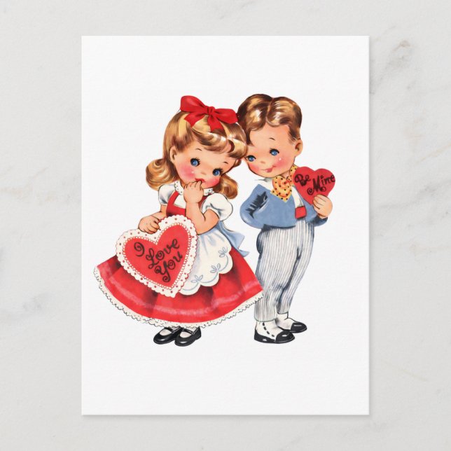 Vintage Valentine Kids Postcard (Front)