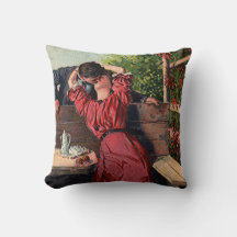 Vintage Valentine Kissing Couple Pillow
