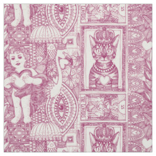 vintage valentine kitsch cherry pink fabric