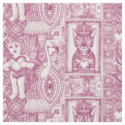 vintage valentine kitsch cherry pink fabric
