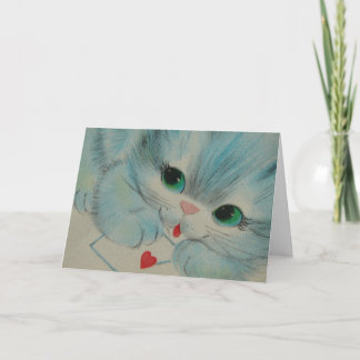 Vintage Valentine Kitten Holiday Card