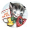 Vintage Valentine Kitten Stickers