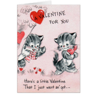 Vintage Valentine Kitty Card for Kids