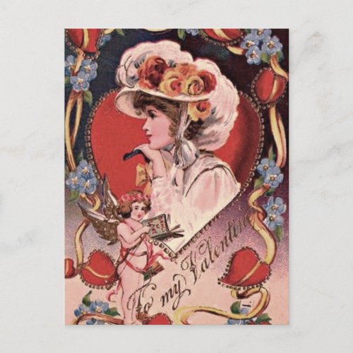 Vintage Valentine Lady Holiday Postcard