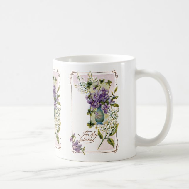 Vintage Valentine Lilies and Violets Coffee Mug (Right)