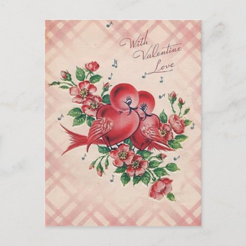 Vintage Valentine Love Birds Holiday Postcard