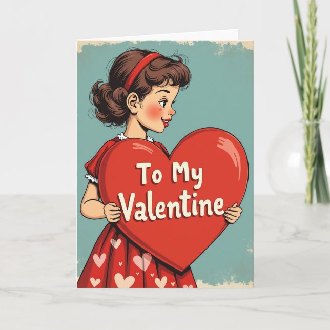 Vintage Valentine Love Heart Card (Front)