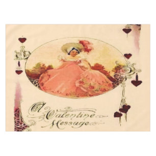 Vintage Valentine Message Pink Dress Tablecloth