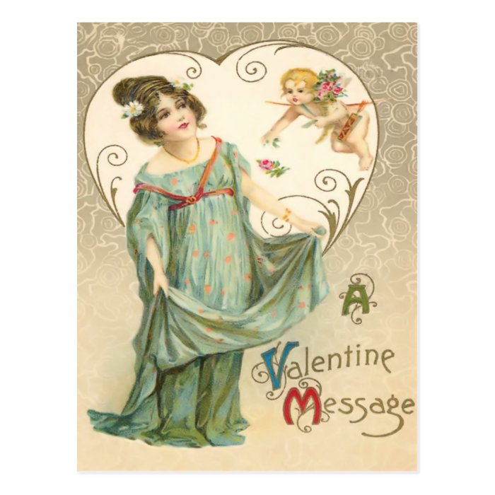 Vintage Valentine Message Postcard