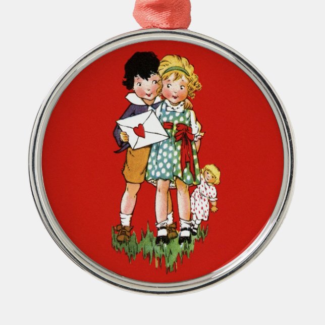 Vintage Valentine Metal Ornament (Front)