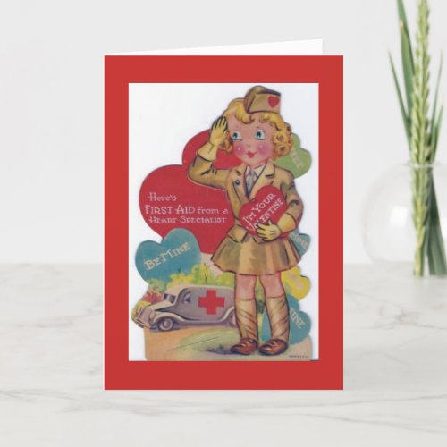 Vintage Valentine _ Military _ Heart Specialist Holiday Card