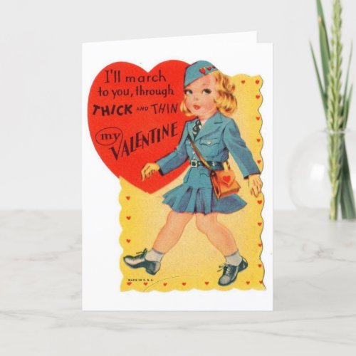 Vintage Valentine - Military - I'll March to You, Holiday Card