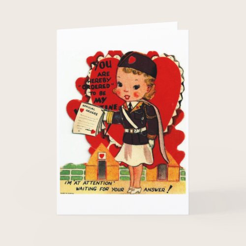 Vintage Valentine - Military - I'm at Attention, Holiday Card
