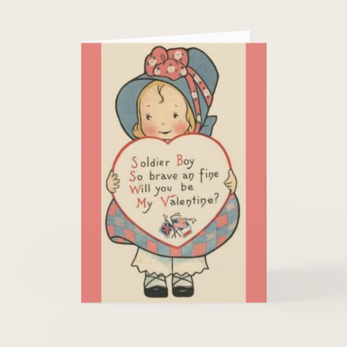 Vintage Valentine - Military - Soldier Boy, Holiday Card
