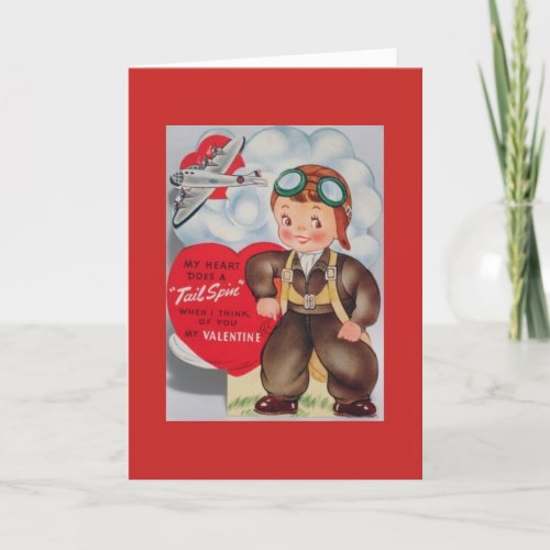 Vintage Valentine _ My Heart Does a Tail Spin Holiday Card
