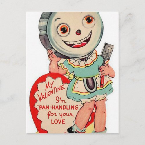 Vintage Valentine pan handling postcard