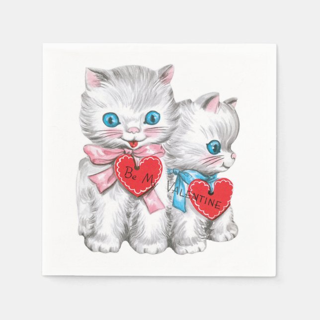 Vintage Valentine paper napkins (Front)