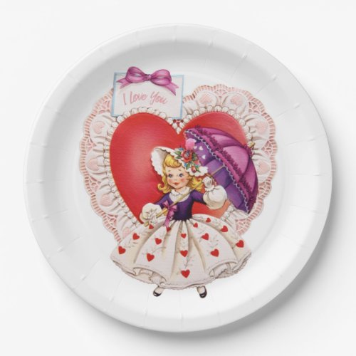 Vintage Valentine paper plates