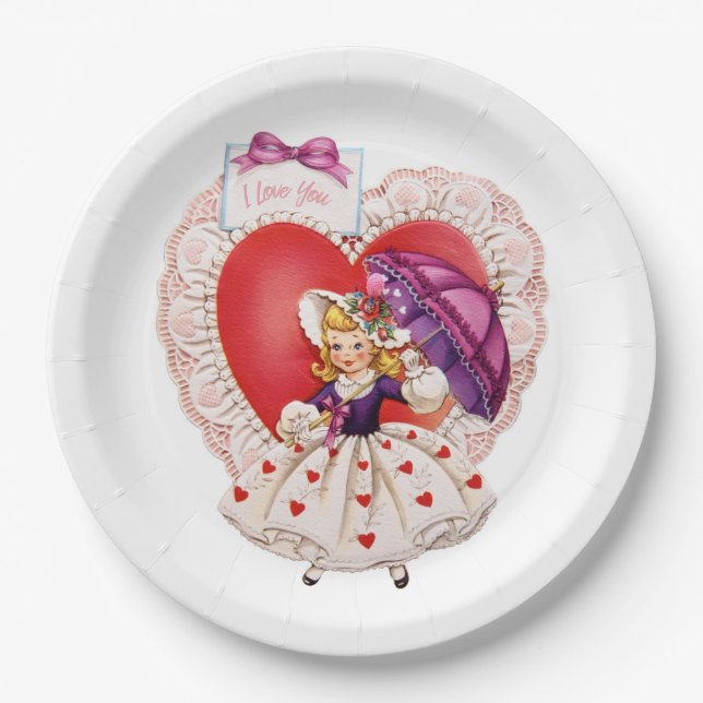 Vintage Valentine paper plates (Front)
