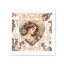 Vintage Valentine Party Paper Napkin