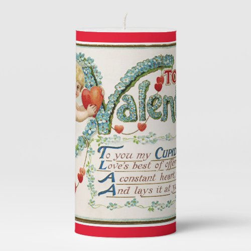 Vintage Valentine Pillar Candle