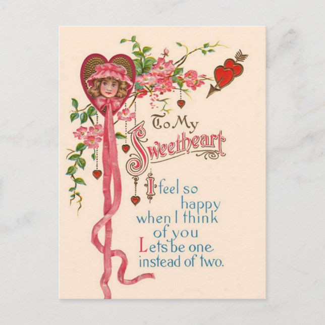 Vintage Valentine Poem Holiday Postcard (Front)