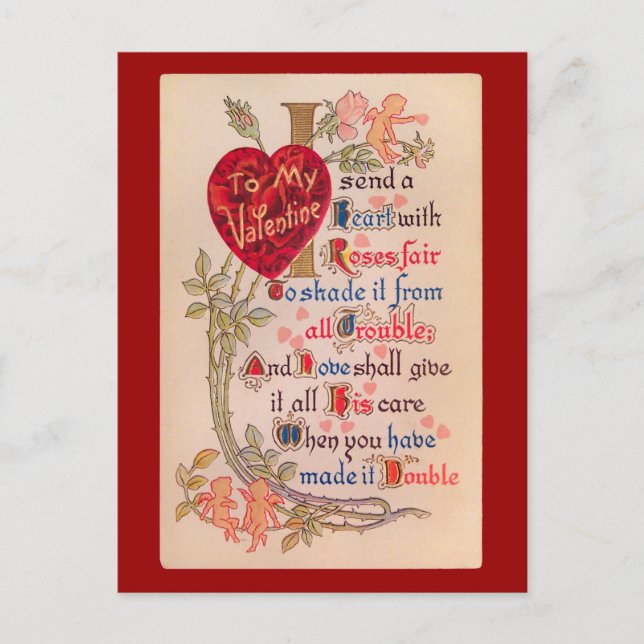 Vintage Valentine Poem Postcard (Front)