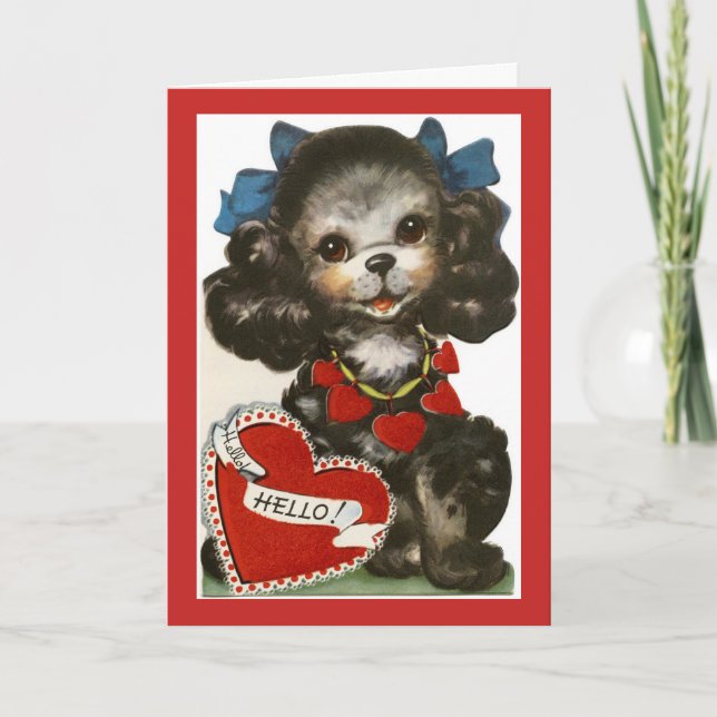 Vintage Valentine Puppy Holiday Card (Front)