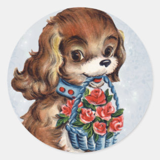 Vintage Valentine Puppy Stickers