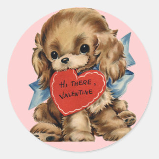 Vintage Valentine Puppy Stickers