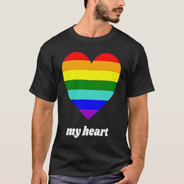 Vintage Valentine Rainbow My Heart T-Shirt (Front)