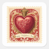 Vintage Valentine Red Heart Postage Stamp