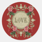 Clown Heart | Vintage Valentine | Round Stickers | Zazzle
