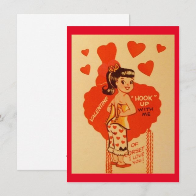 Vintage Valentine’s Day Corset Girl Holiday Card (Front/Back)