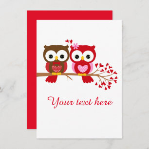 Vintage Valentine’s Day Cute Heart Owls Holiday Card