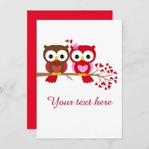 Vintage Valentines Day Cute Heart Owls Holiday Card