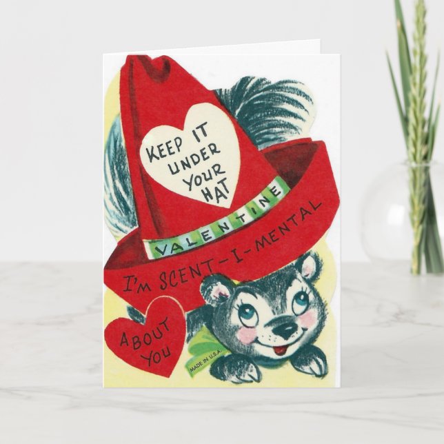 Vintage Valentine Skunk Holiday Card (Front)