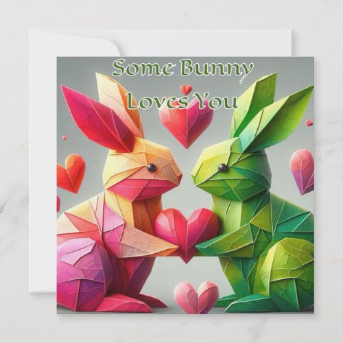 Vintage Valentine   SOME BUNNY LOVES YOU  Rabbit Holiday Card