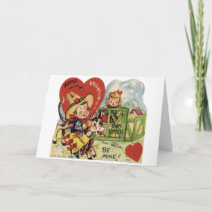Vintage Valentine Steer Holiday Card