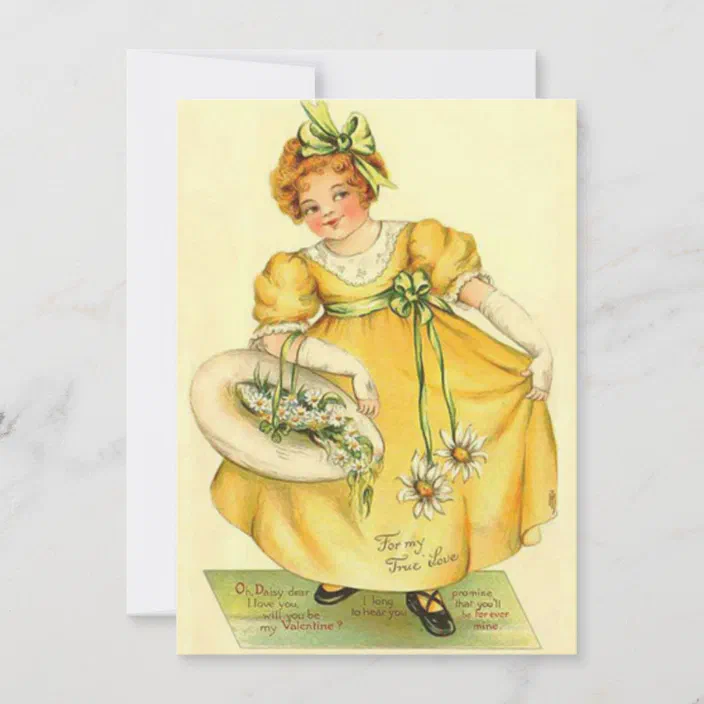 Vintage Valentine Sweet Miss Daisy Love Note Card Zazzle Com