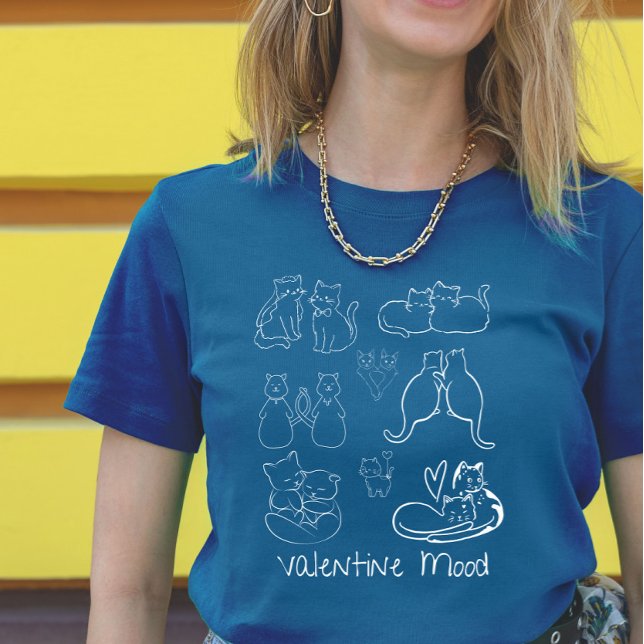 Vintage Valentine Tattoo Cat Couple  T-Shirt (Creator Uploaded)