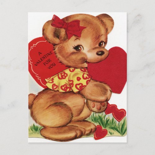 Vintage Valentine Teddy Bear Holiday Postcard