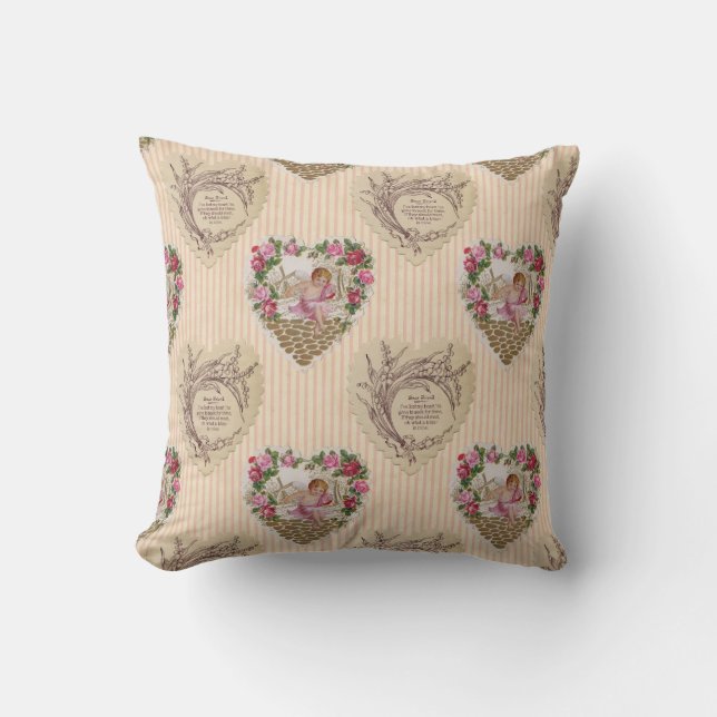 Vintage Valentine Throw Pillow (Front)