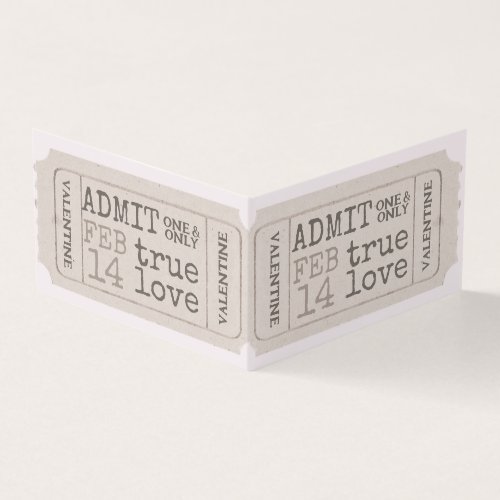 Vintage Valentine Ticket True Love Admit One Mini 