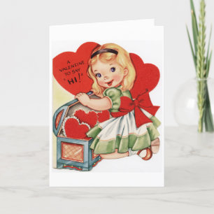 Vintage Valentine to Say Hi to a Friend, Holiday Card