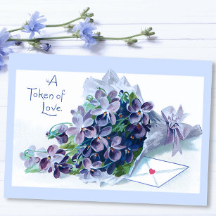 Vintage Valentine Violets and Greeting Holiday Card