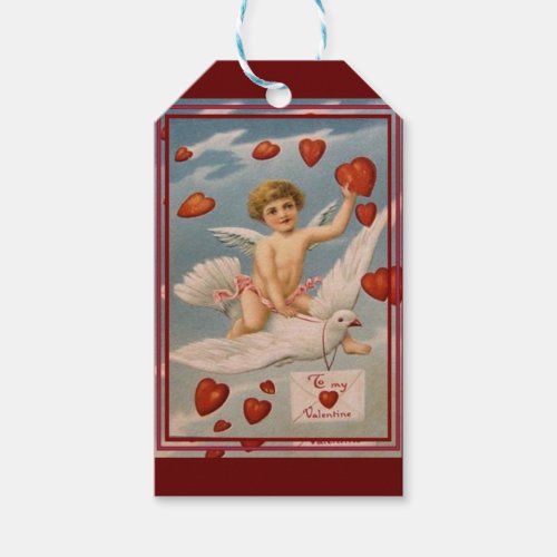 Vintage Valentine With Cupid And Dove Gift Tags