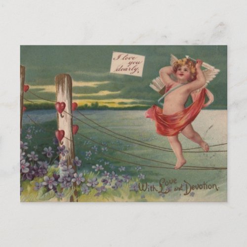 Vintage _ Valentines Cherub _ Love  Devotion Holiday Postcard